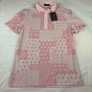 GFORE Boro Patch Tech Pique Golf Polo TRIF Pink Floral Men’s Size Medium